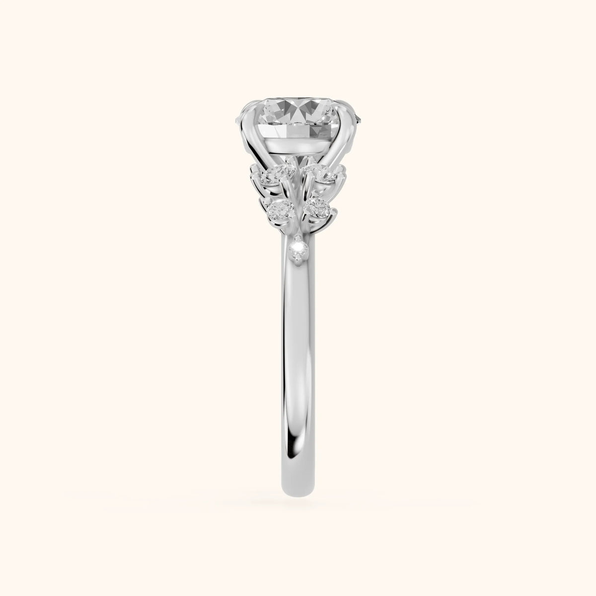 Mirabelle Cluster Round Diamond Engagement Ring in Silver - SideView.webp