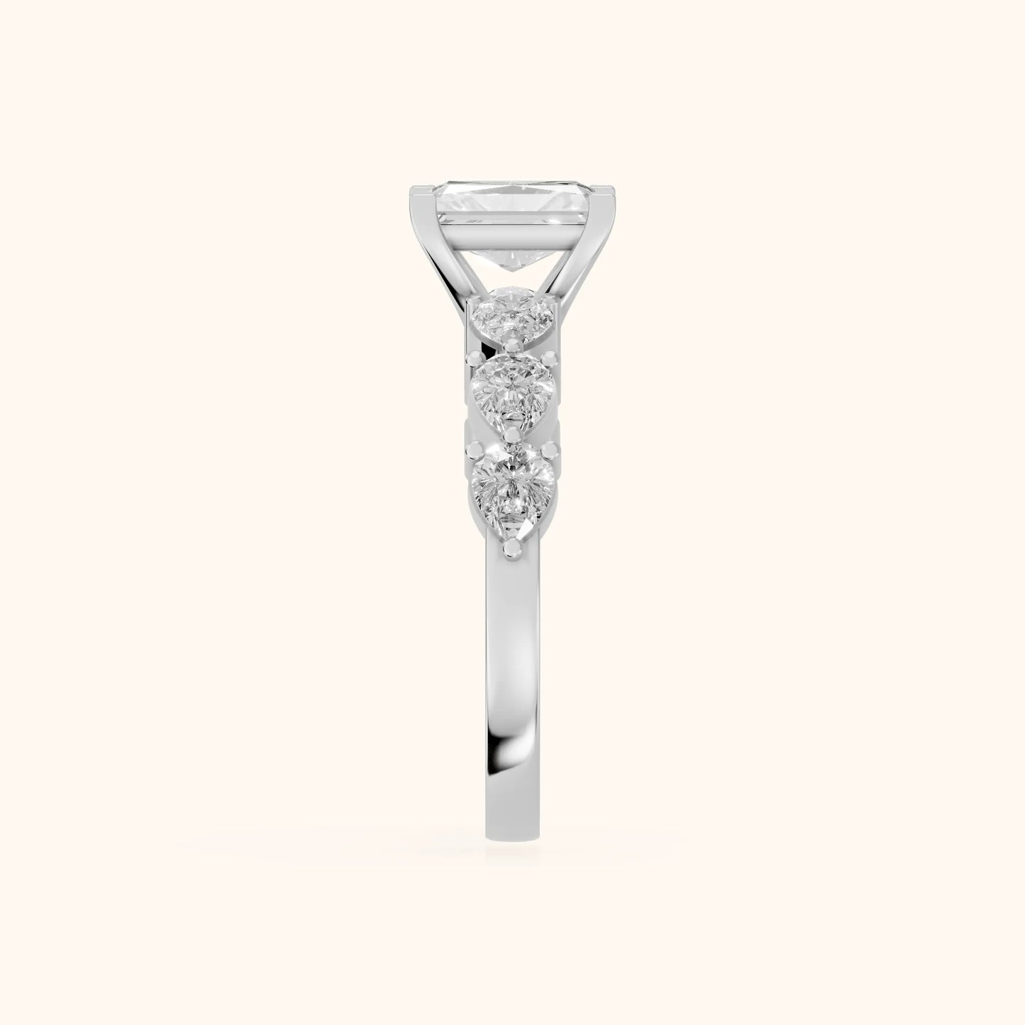 Iris Radiant Diamond Bridal Set in Silver - SideView