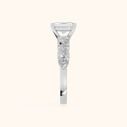 Iris Radiant Diamond Bridal Set in Silver - SideView
