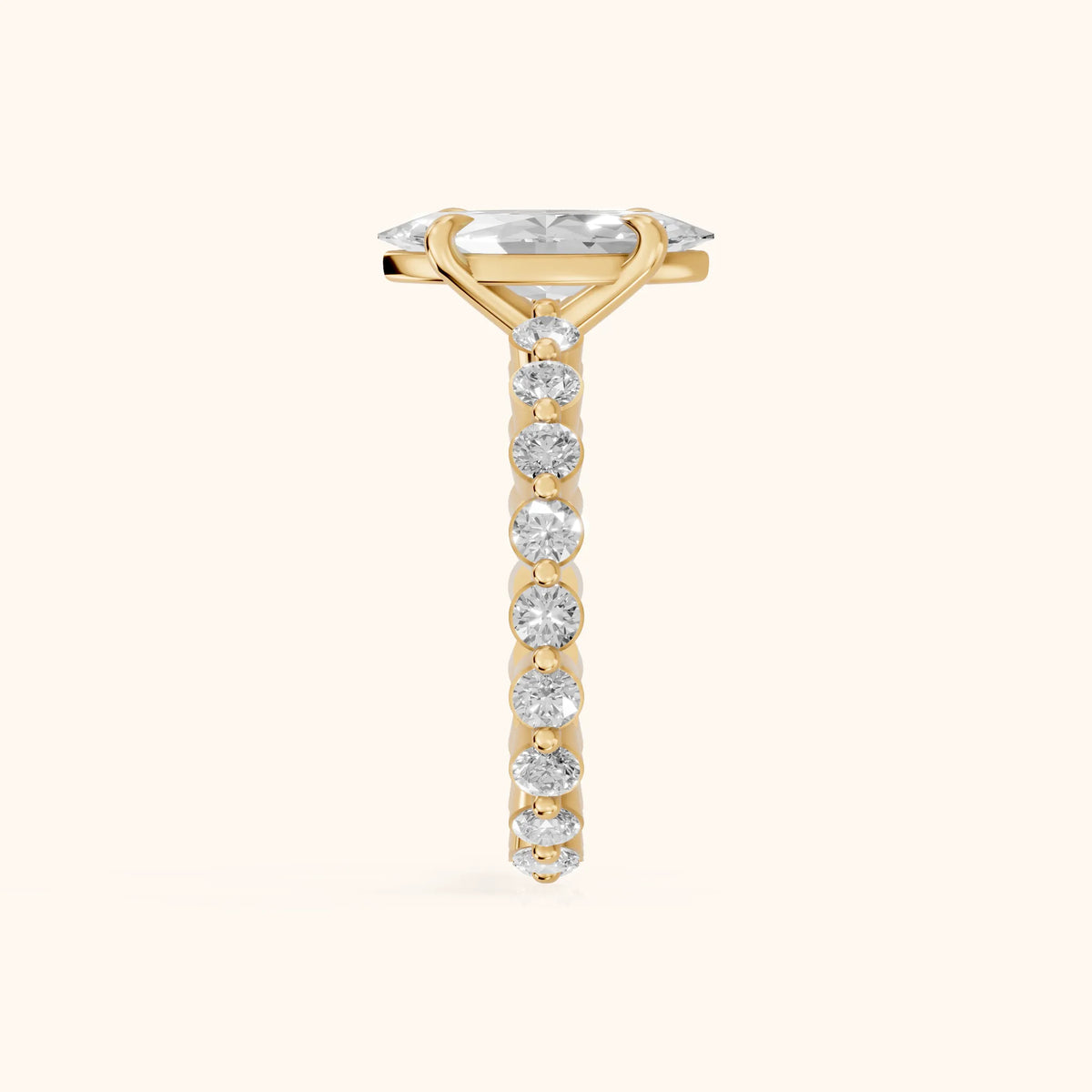 Piper Sidestone Marquise Diamond Engagement Ring in Yellow Gold - SideView.webp