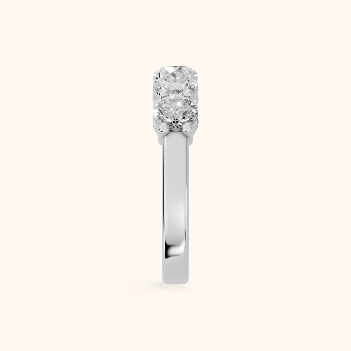 Theia Shared Prong Round Diamond Wedding Band in Silver - SideView