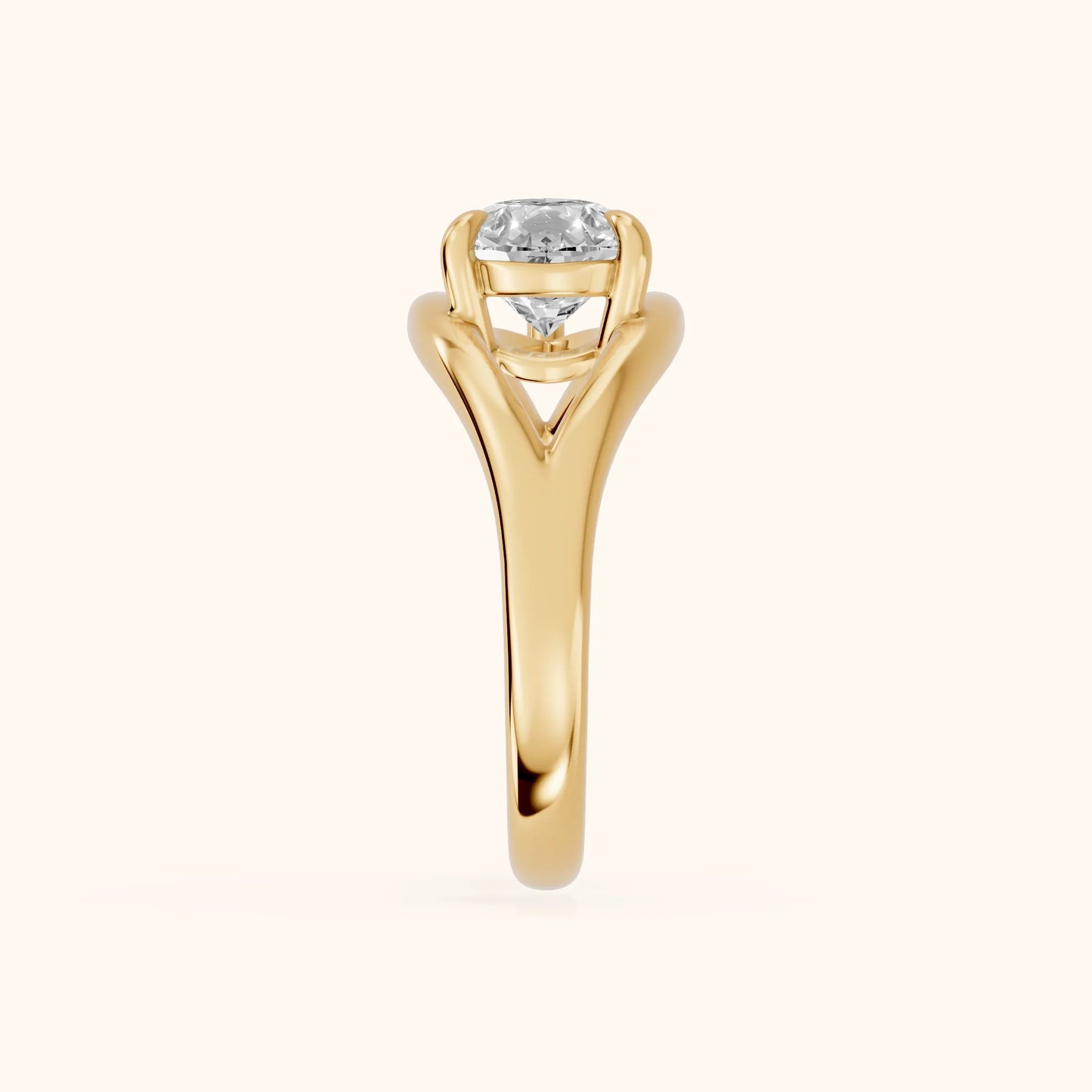 Seraphina Criss Cross Pear Diamond Engagement Ring in Yellow Gold - SideView