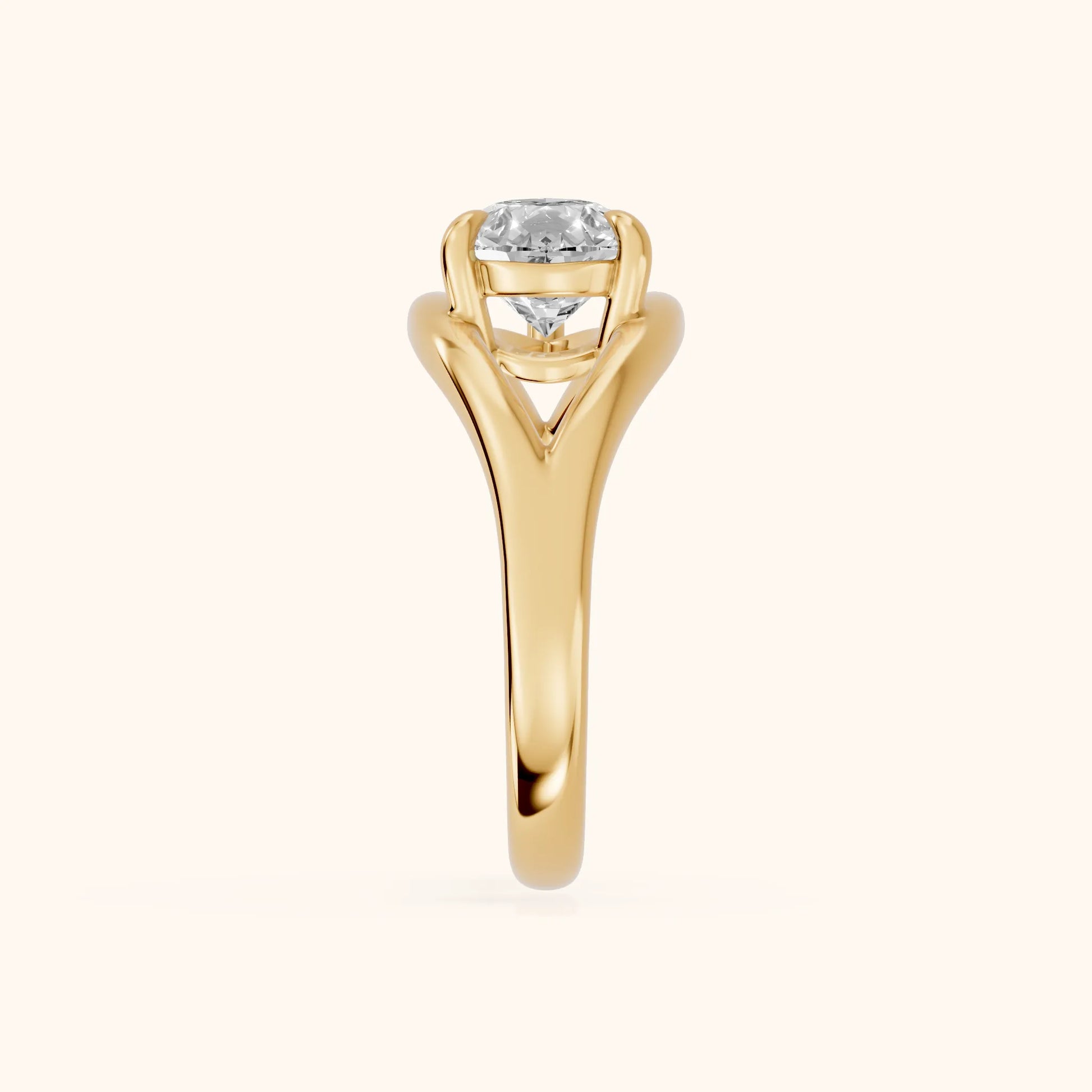 Seraphina Criss Cross Pear Diamond Engagement Ring in Yellow Gold - SideView