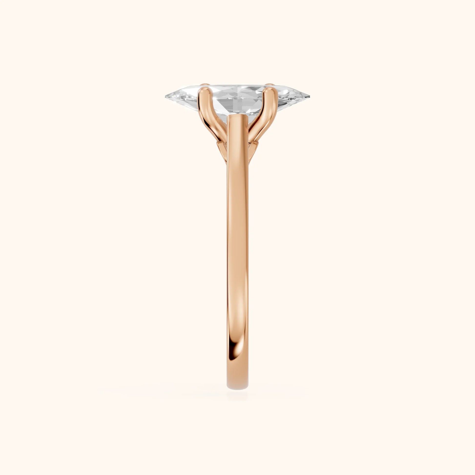 Iris Vintage Marquise Diamond Engagement Ring in Rose Gold - SideView