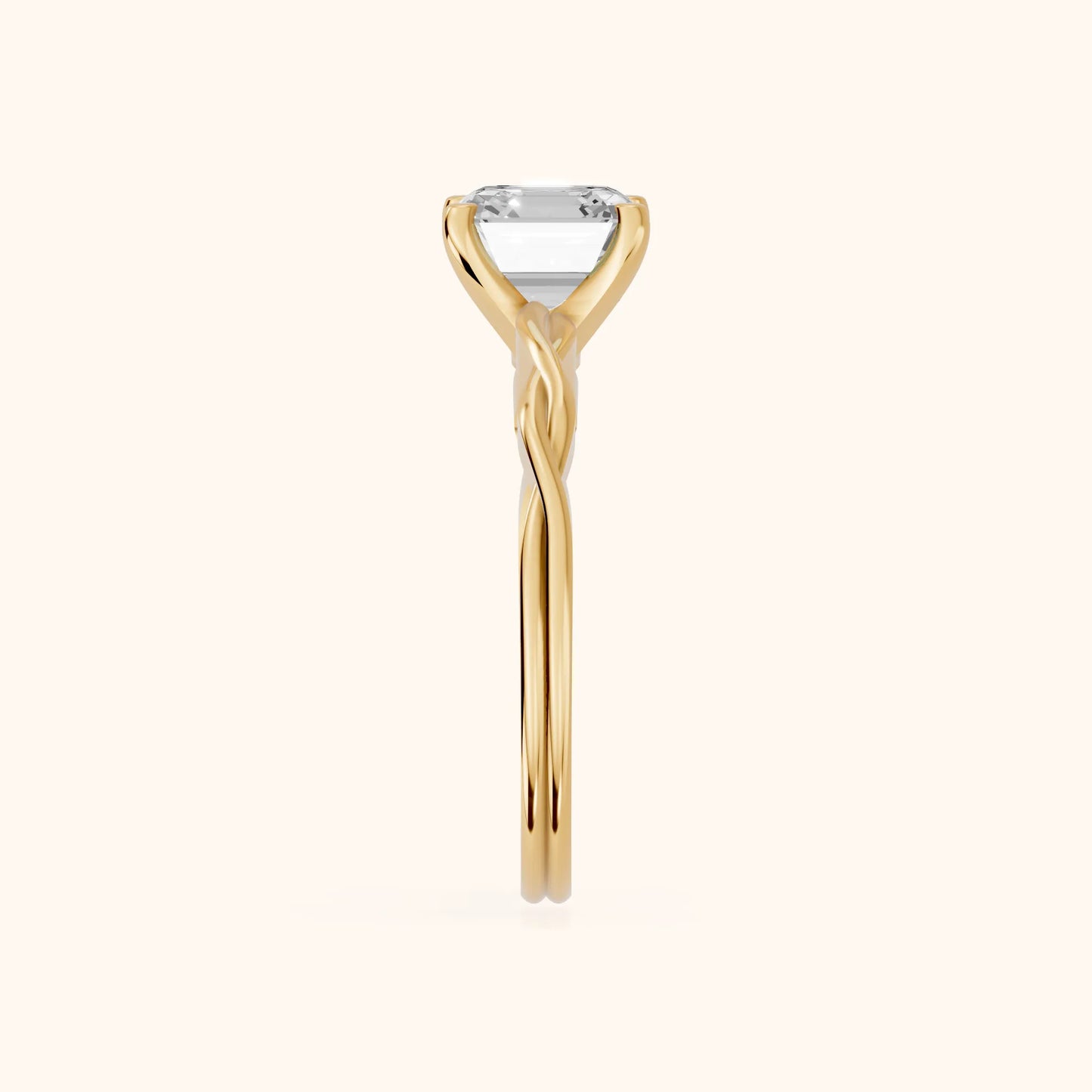 Iris Twist Asscher Diamond Engagement Ring in Yellow Gold - SideView