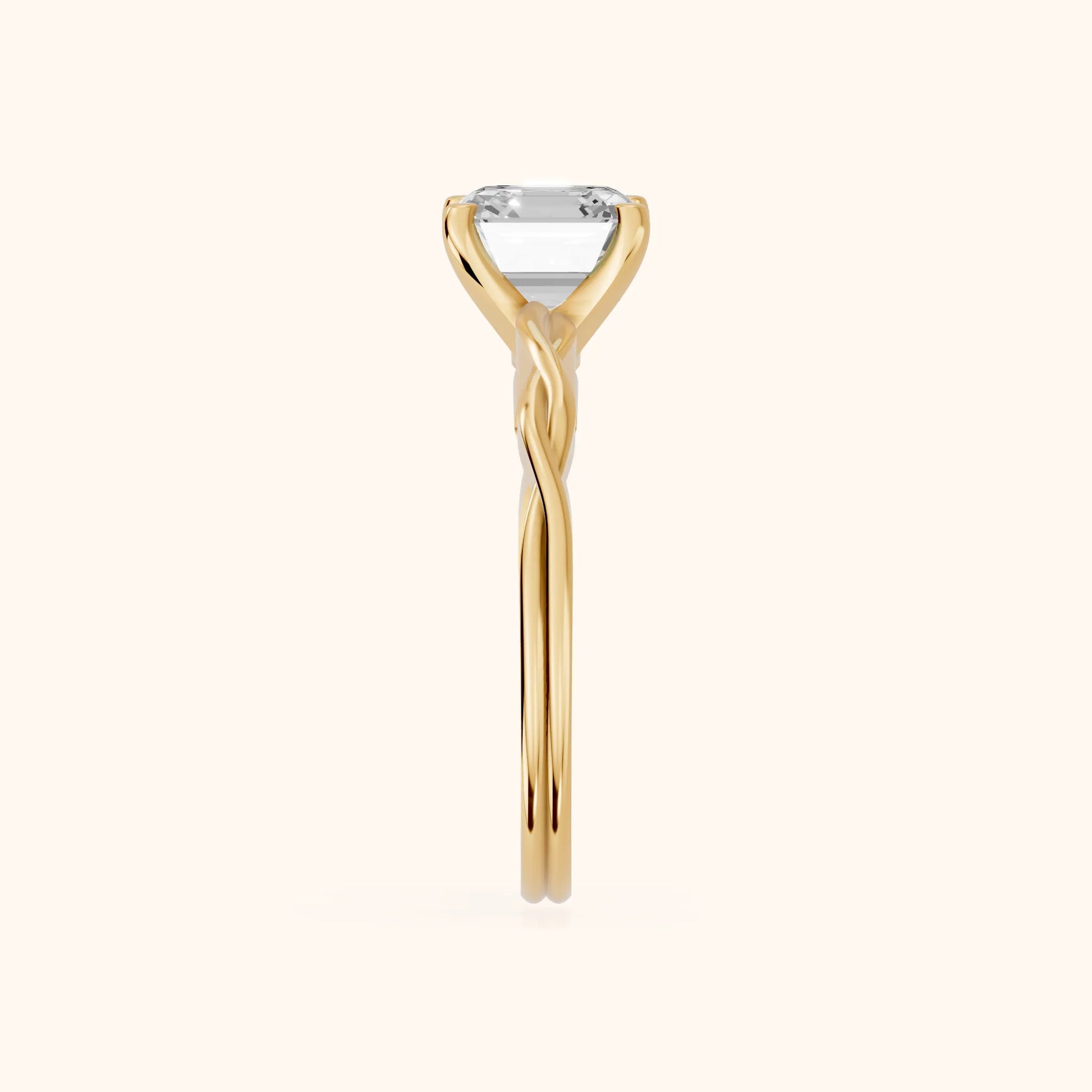 Iris Twist Asscher Diamond Engagement Ring in Yellow Gold - SideView