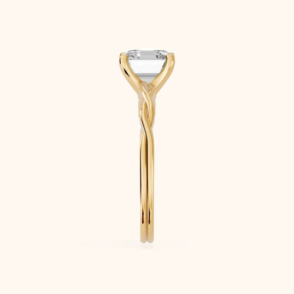 Iris Twist Asscher Diamond Engagement Ring in Yellow Gold - SideView