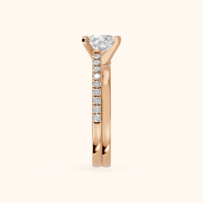 Edith Criss Cross Pavé Cushion Diamond Engagement Ring in Rose Gold - SideView.webp