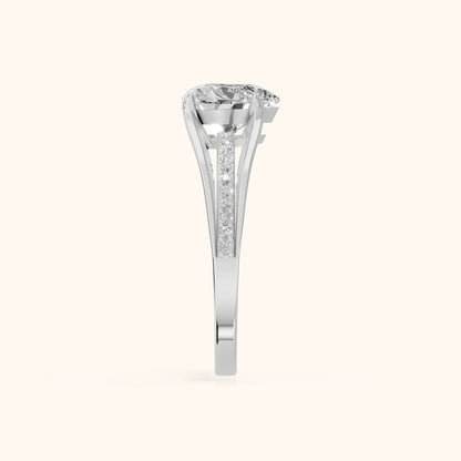 Lucinda Split Shank Heart Diamond Engagement Ring in Silver - SideView.webp