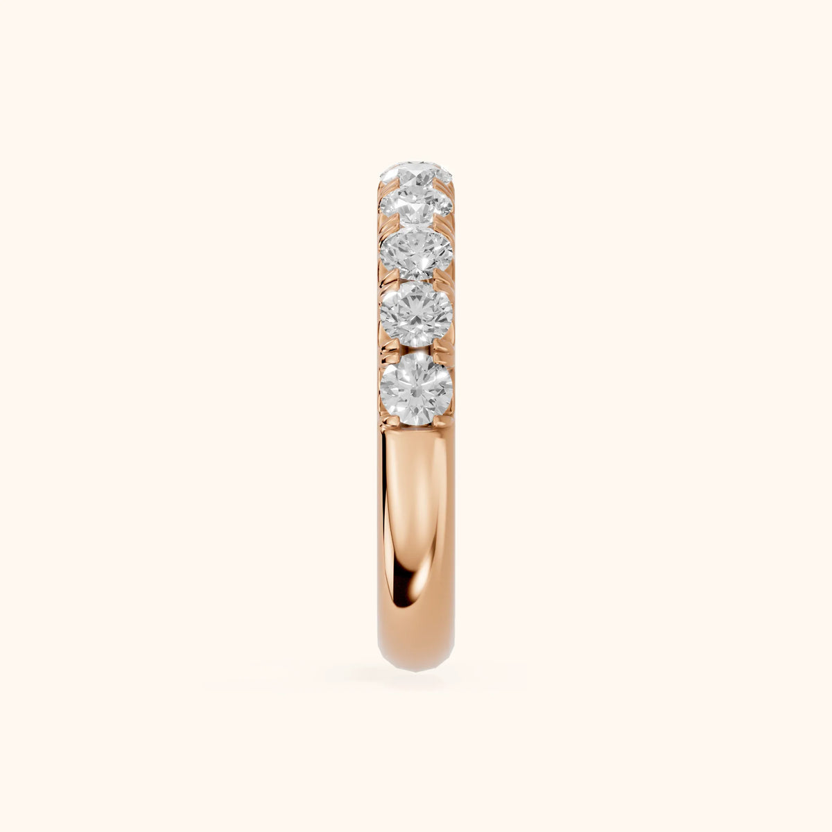 Joelle Shared Prong Round Diamond Half Eternity Band in Rose Gold - SideView
