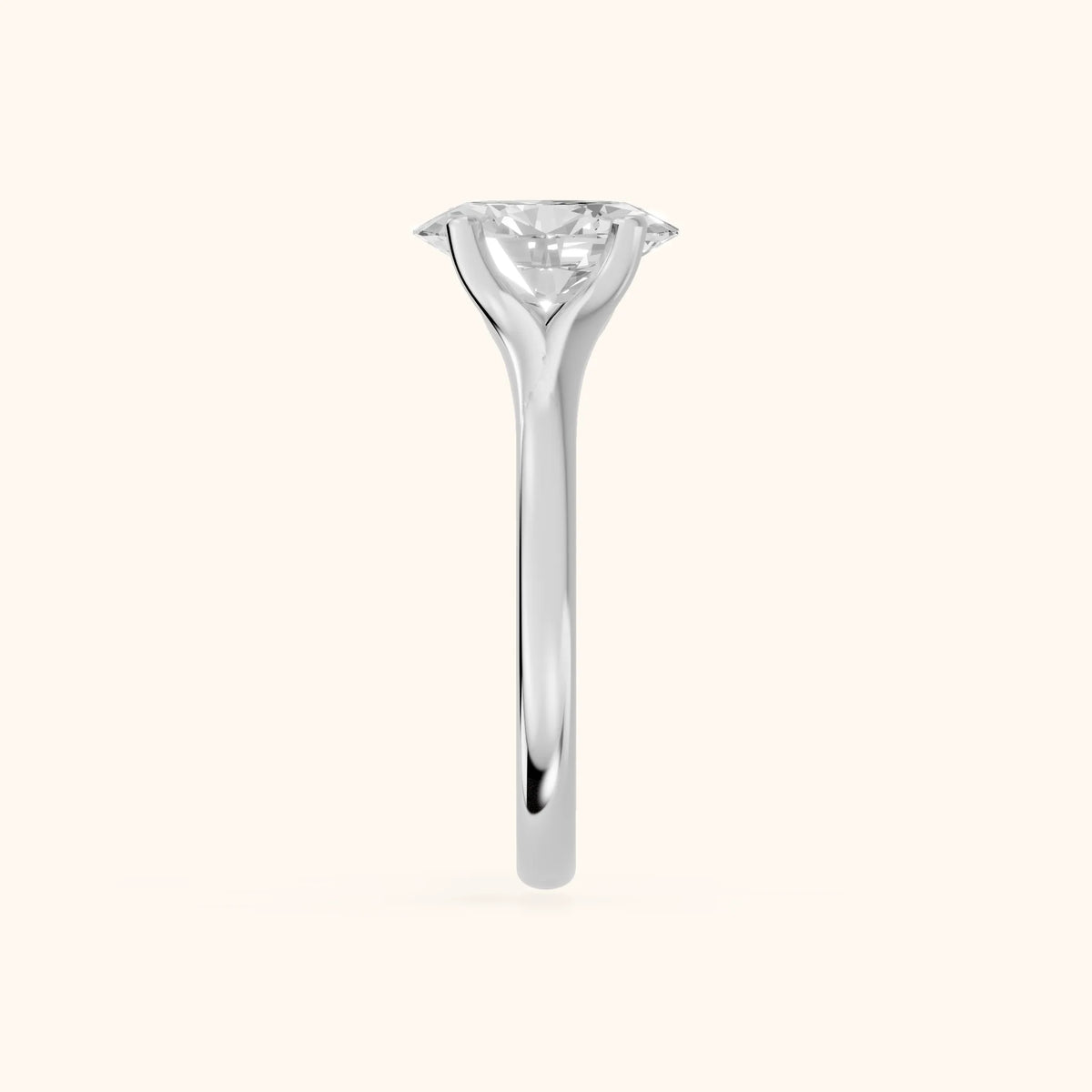 Nell Split Shank Solitaire Oval Diamond Engagement Ring in Silver - SideView.webp