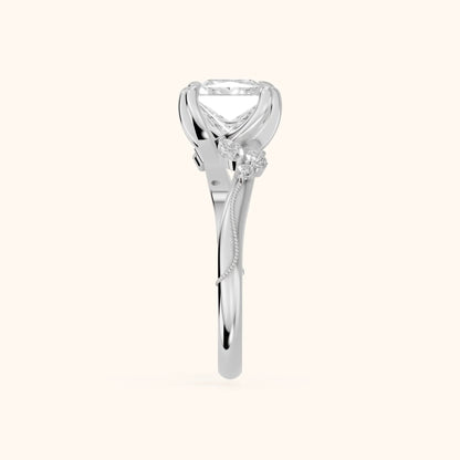 Joanna Milgrain Twist Princess Diamond Engagement Ring in Silver - SideView.webp