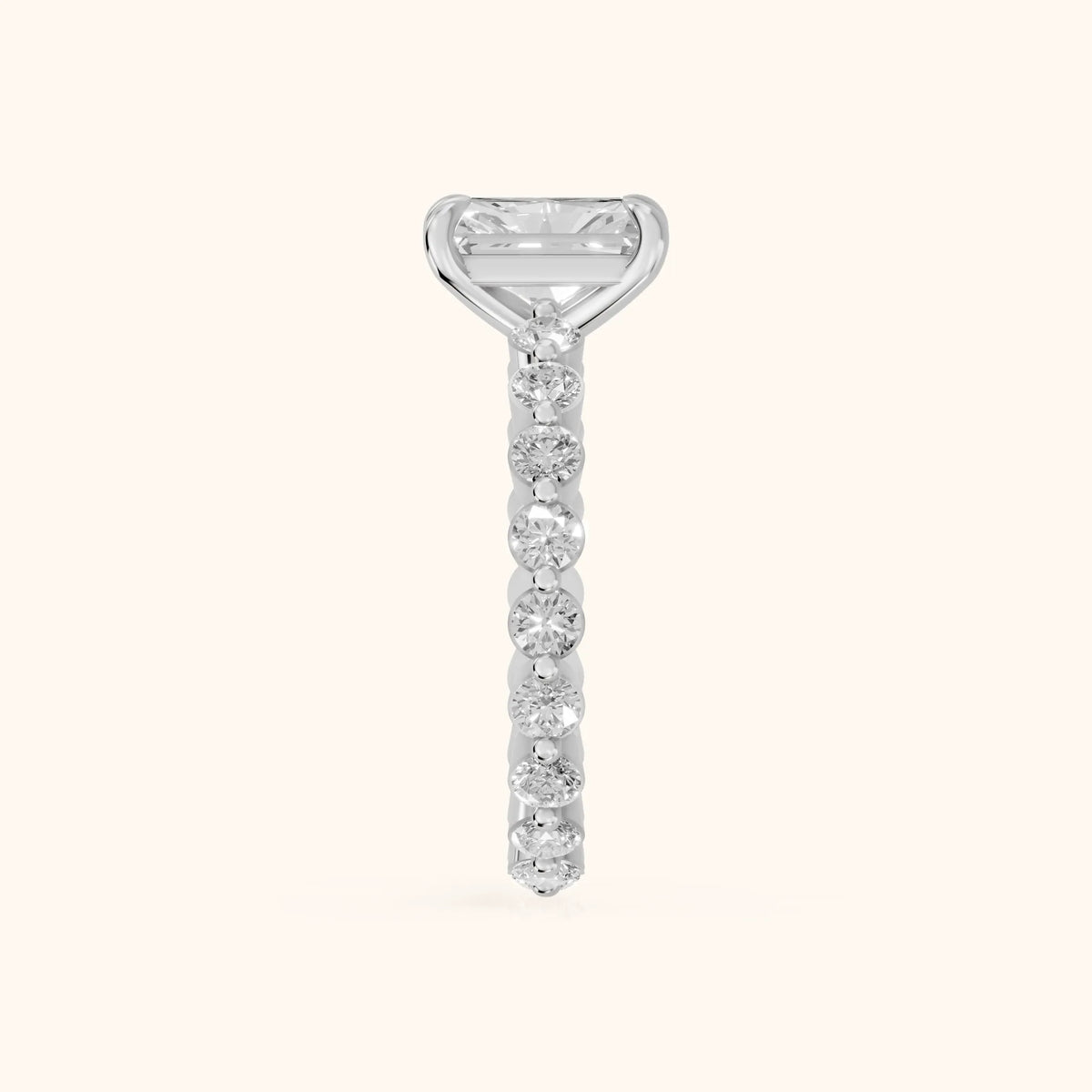 Piper Sidestone Radiant Diamond Engagement Ring in White Gold - SideView.webp