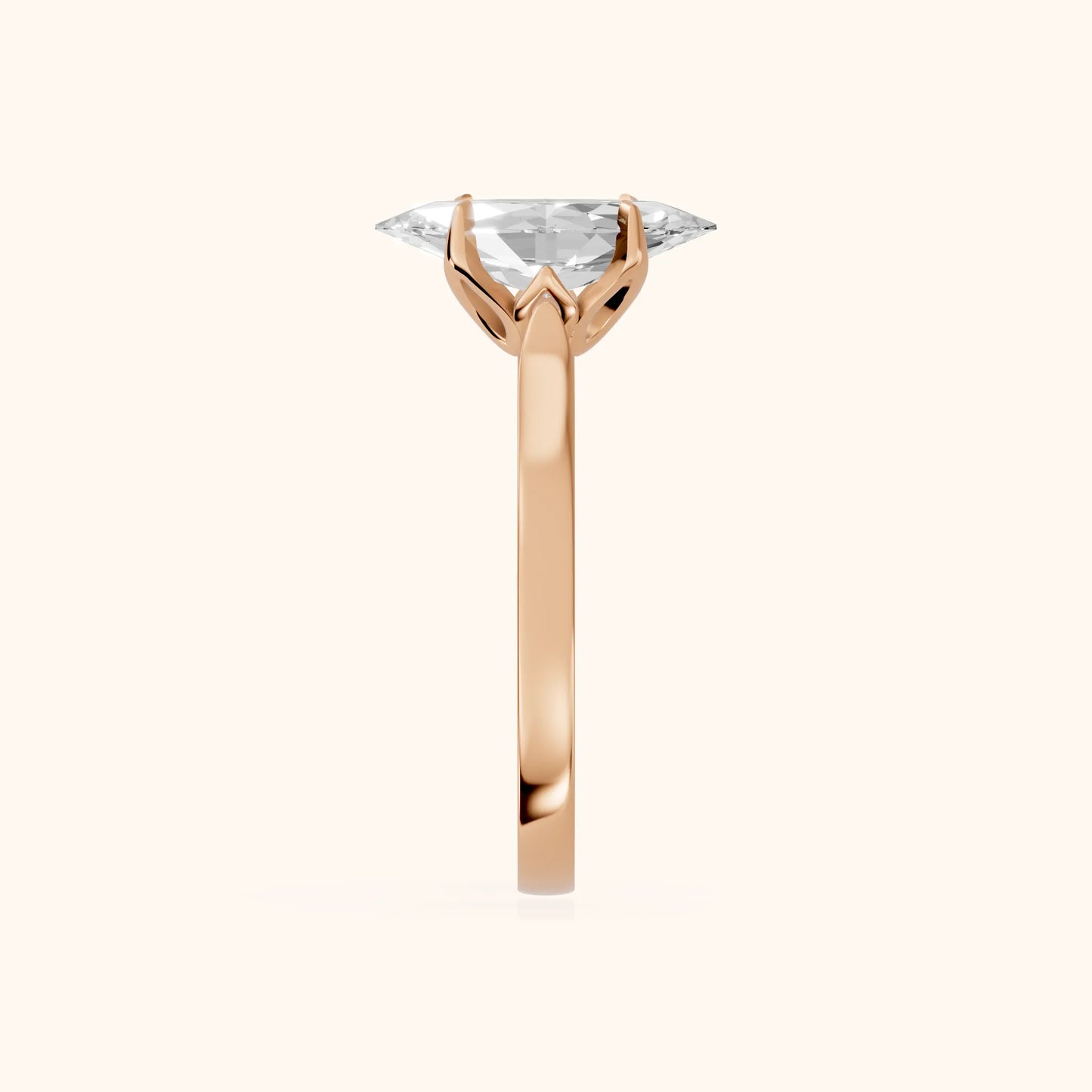 Isabella Bloom Solitaire Marquise Diamond Engagement Ring in Rose Gold - SideView