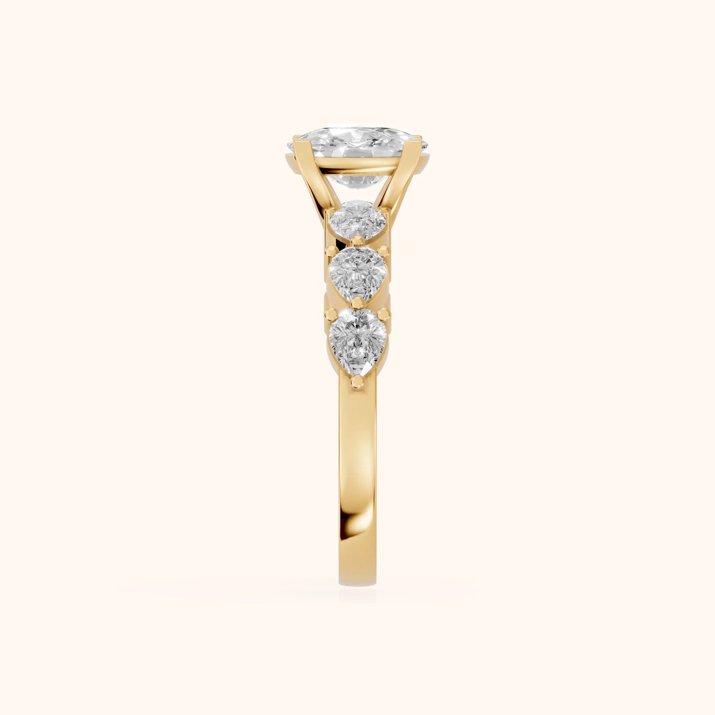 Iris Cushion Diamond Bridal Set in Yellow Gold - SideView