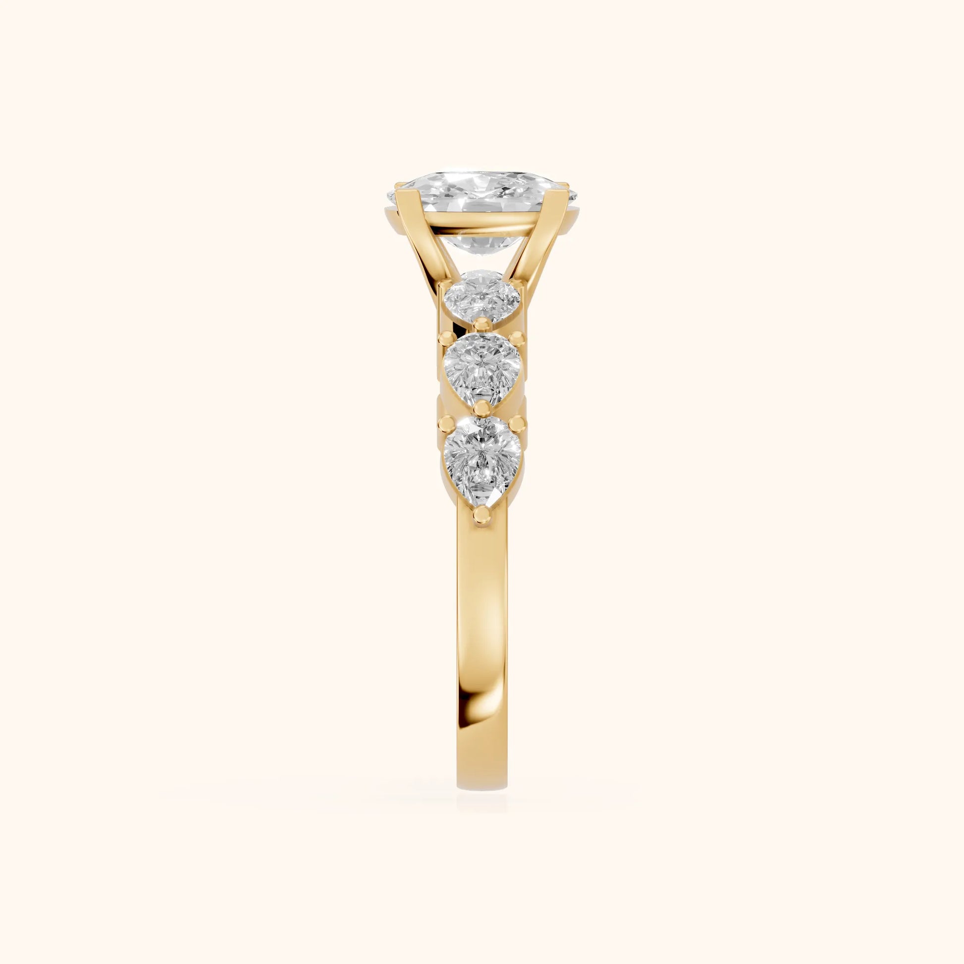 Iris Cushion Diamond Bridal Set in Yellow Gold - SideView