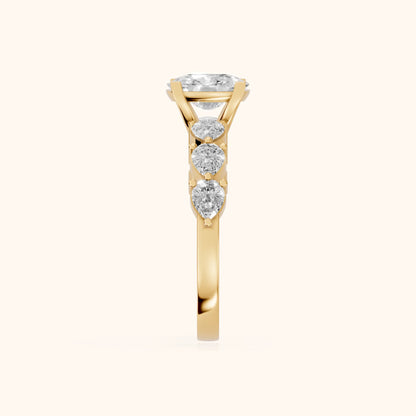 Iris Cushion Diamond Bridal Set in Yellow Gold - SideView