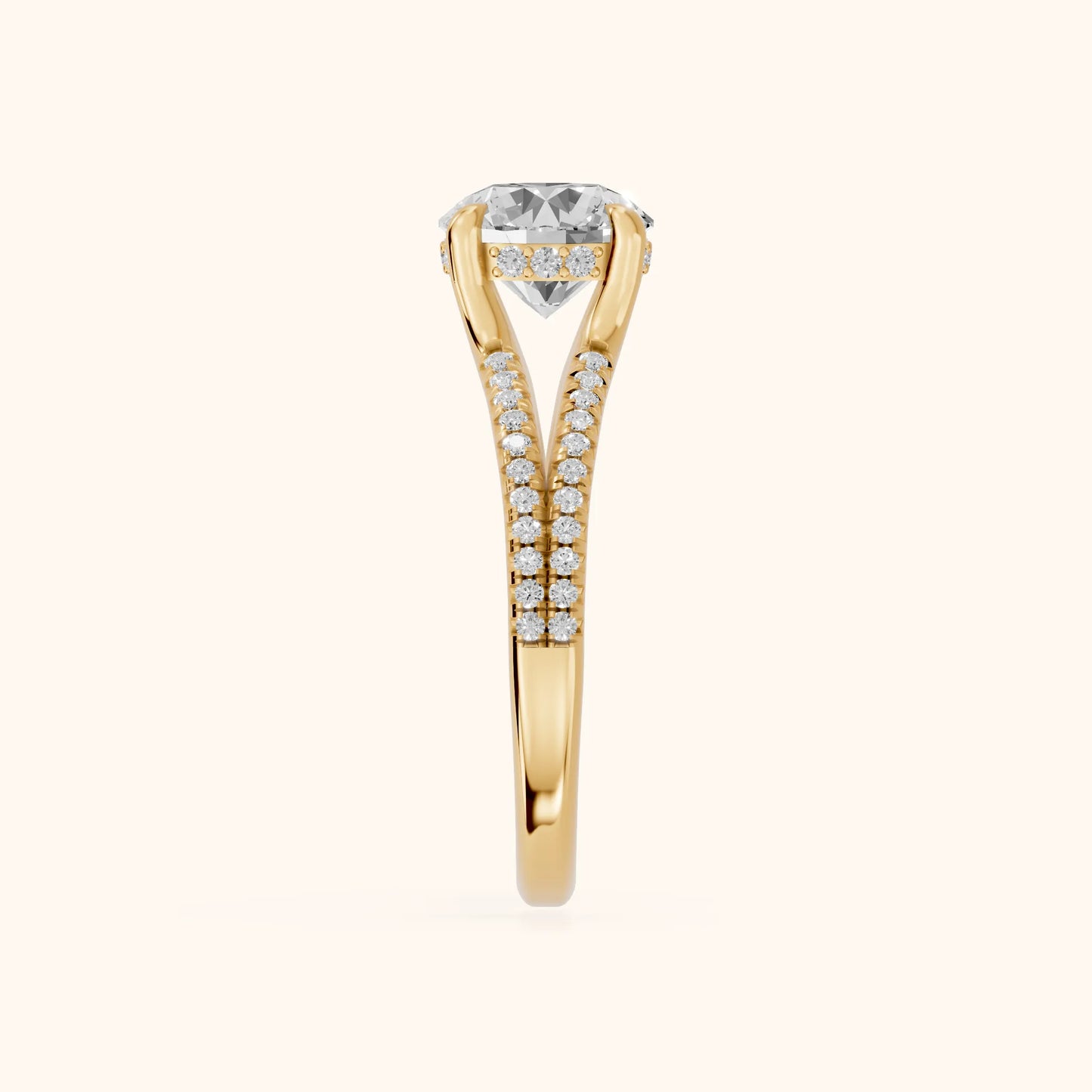 Eternal Embrace Solitaire Round Diamond Engagement Ring in Yellow Gold - SideView