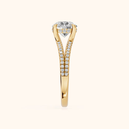 Eternal Embrace Solitaire Round Diamond Engagement Ring in Yellow Gold - SideView