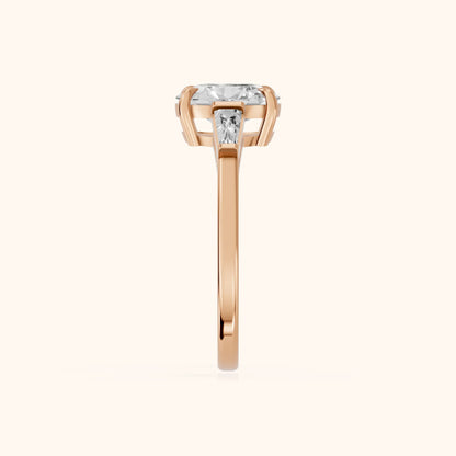Winnie Three-Stone Oval Diamond Engagement Ring in Rose Gold - SideView.webp
