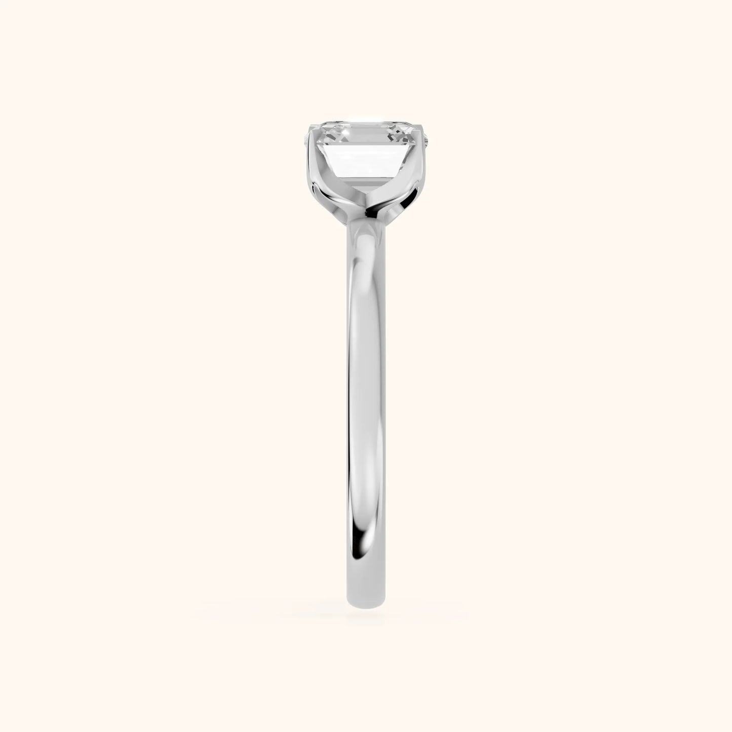 Serena Blossom Solitaire Asscher Diamond Ring in Silver - SideView