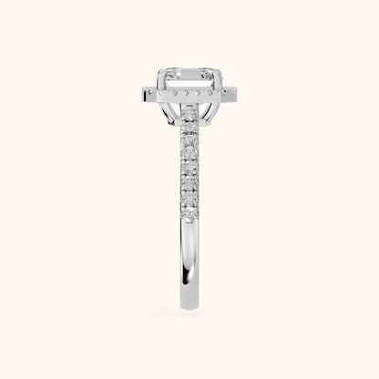Mabel Halo French Pavé Asscher Diamond Engagement Ring in Platinum - SideView.webp