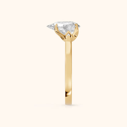 Isabella Bloom Solitaire Pear Diamond Engagement Ring in Yellow Gold - SideView