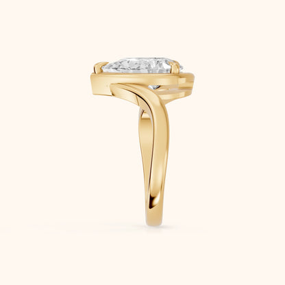 Margaux Bypass Solitaire Pear Diamond Engagement Ring in Yellow Gold - SideView.webp