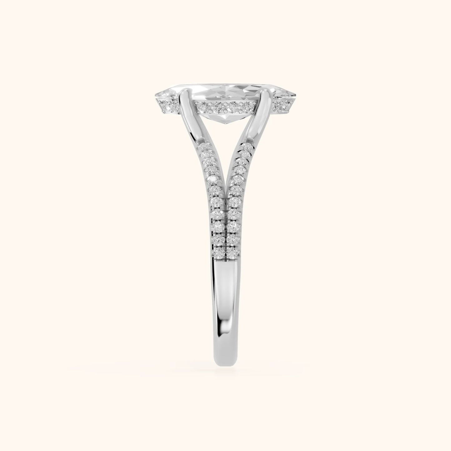 Eternal Embrace Solitaire Marquise Diamond Engagement Ring in White Gold - SideView