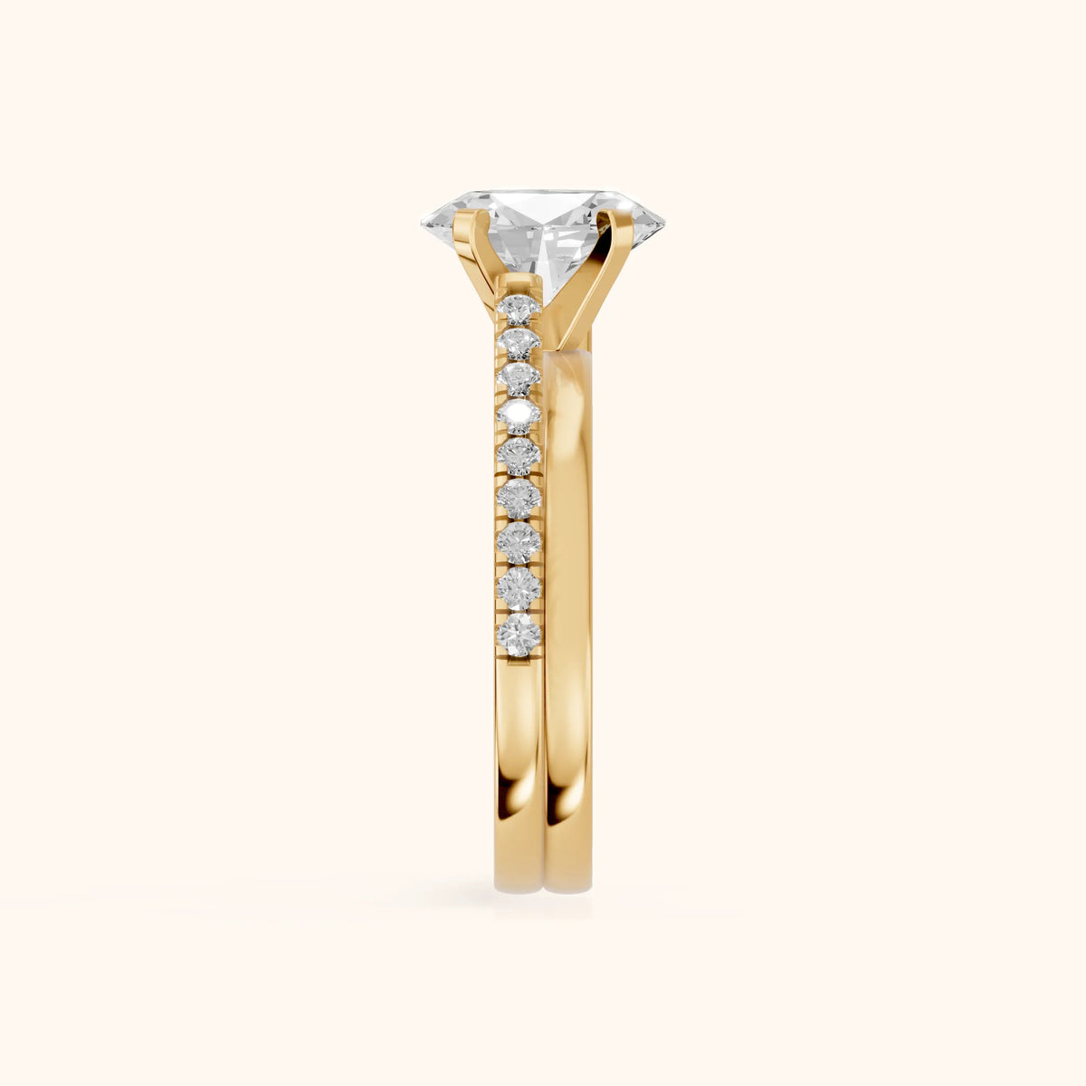 Edith Criss Cross Pavé Oval Diamond Engagement Ring in Yellow Gold - SideView.webp