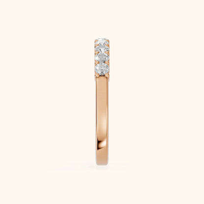 Daniela Shared Prong Round Diamond Half Eternity Band in Rose Gold - SideView