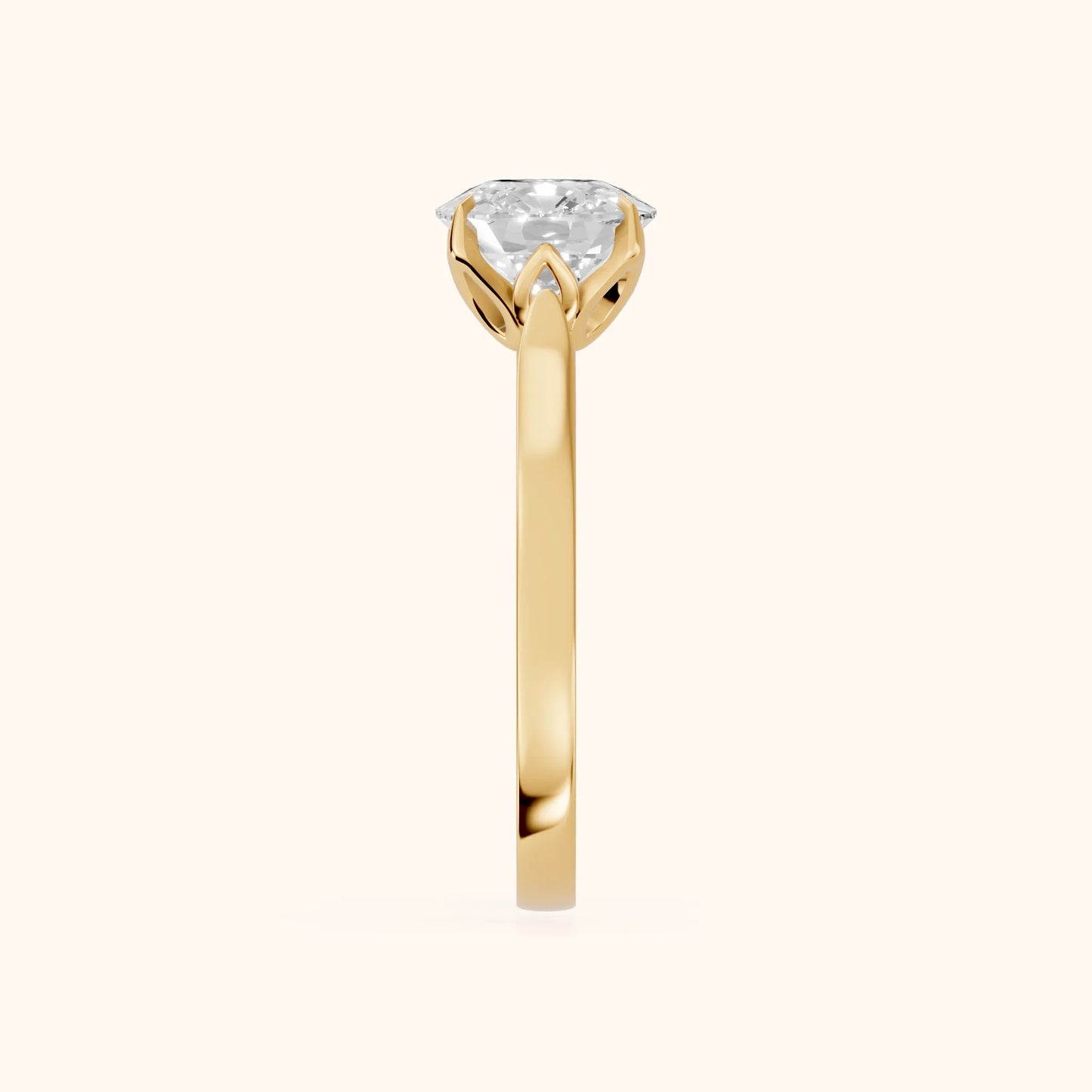 Isabella Bloom Solitaire Cushion Diamond Engagement Ring in Yellow Gold - SideView
