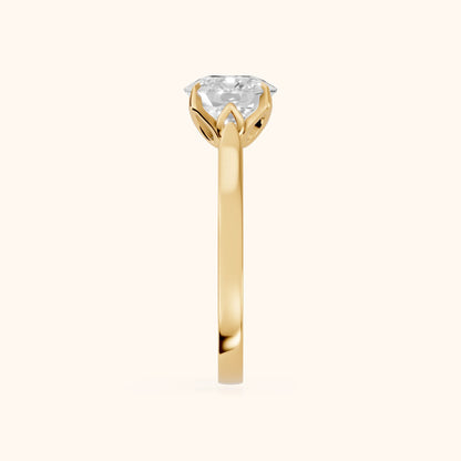 Isabella Bloom Solitaire Cushion Diamond Engagement Ring in Yellow Gold - SideView