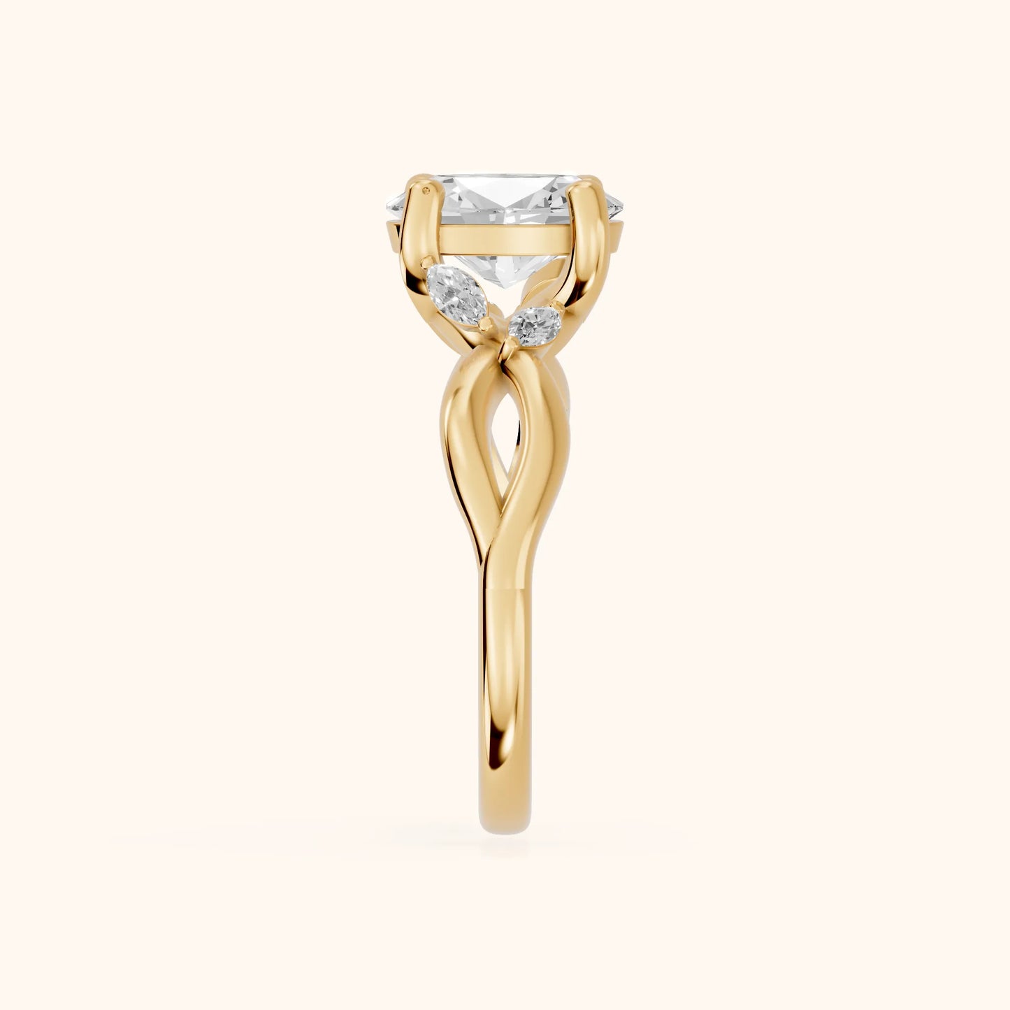 Luna Glow Twisted Oval Diamond Engagement Ring in Yellow Gold - SideView