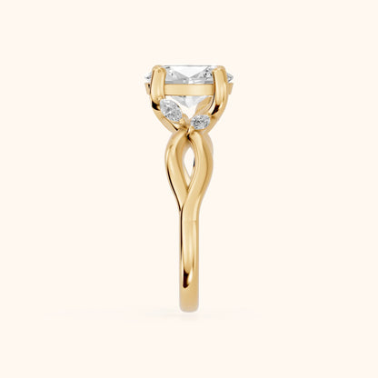 Luna Glow Twisted Oval Diamond Engagement Ring in Yellow Gold - SideView