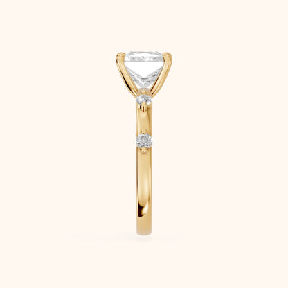 Elena Radiance Princess Cut Diamond Engagement Ring in Yellow Gold - SideView