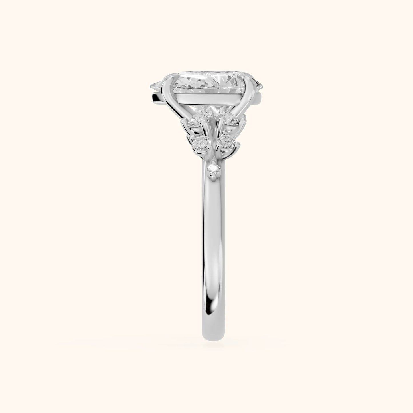 Evelina Bloom Pear Diamond Engagement Ring in Platinum - SideView
