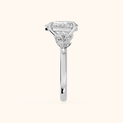 Evelina Bloom Pear Diamond Engagement Ring in Platinum - SideView