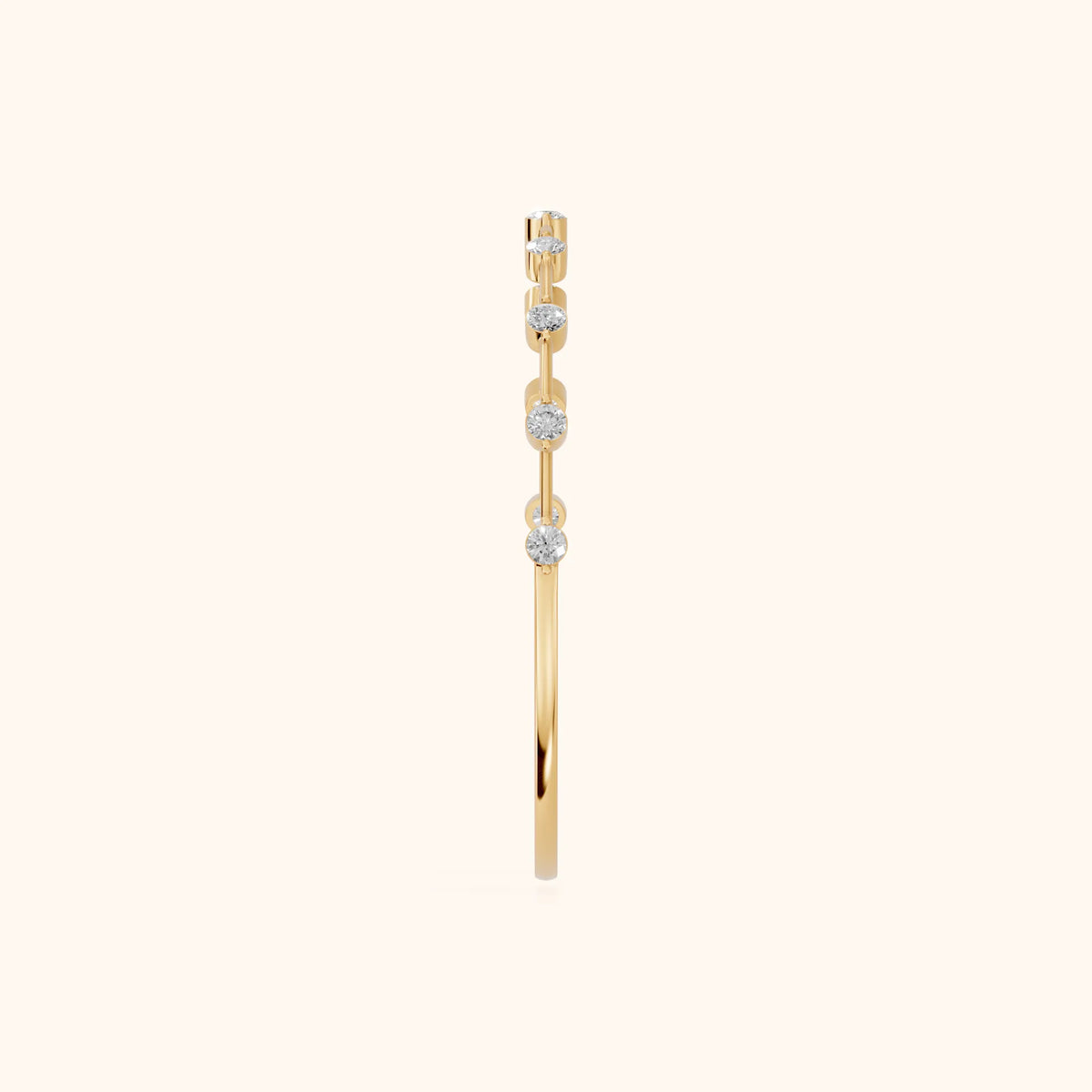 Zaria Dot Dash Round Diamond Wedding Band in Yellow Gold - SideView