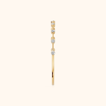 Zaria Dot Dash Round Diamond Wedding Band in Yellow Gold - SideView