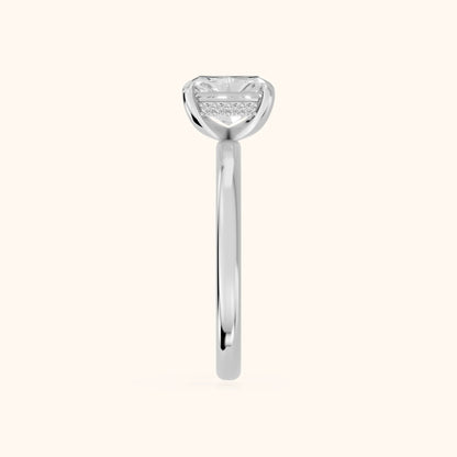 Charlotte Charm Solitaire Radiant Diamond Engagement Ring in Silver - SideView