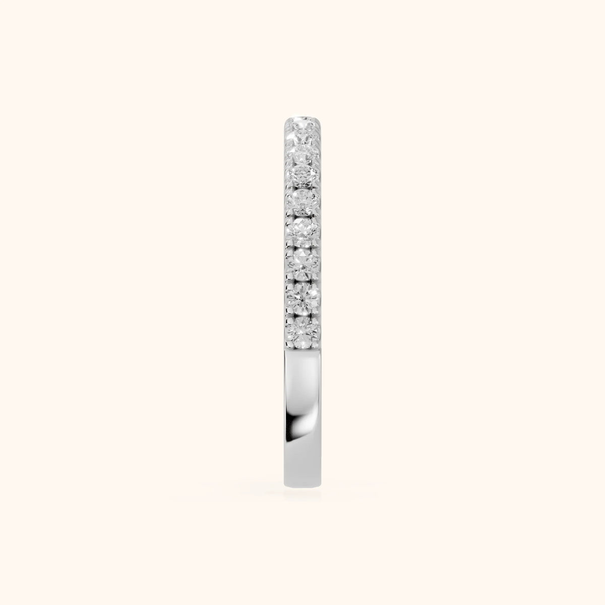 Lisette Pavé Round Diamond Half Eternity Band in Silver - SideView