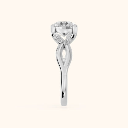 Luna Glow Twisted Round Diamond Engagement Ring in Silver - SideView