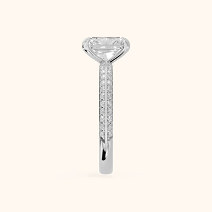 Meredith Knife Edge Pavé Radiant Diamond Engagement Ring in Silver - SideView.webp
