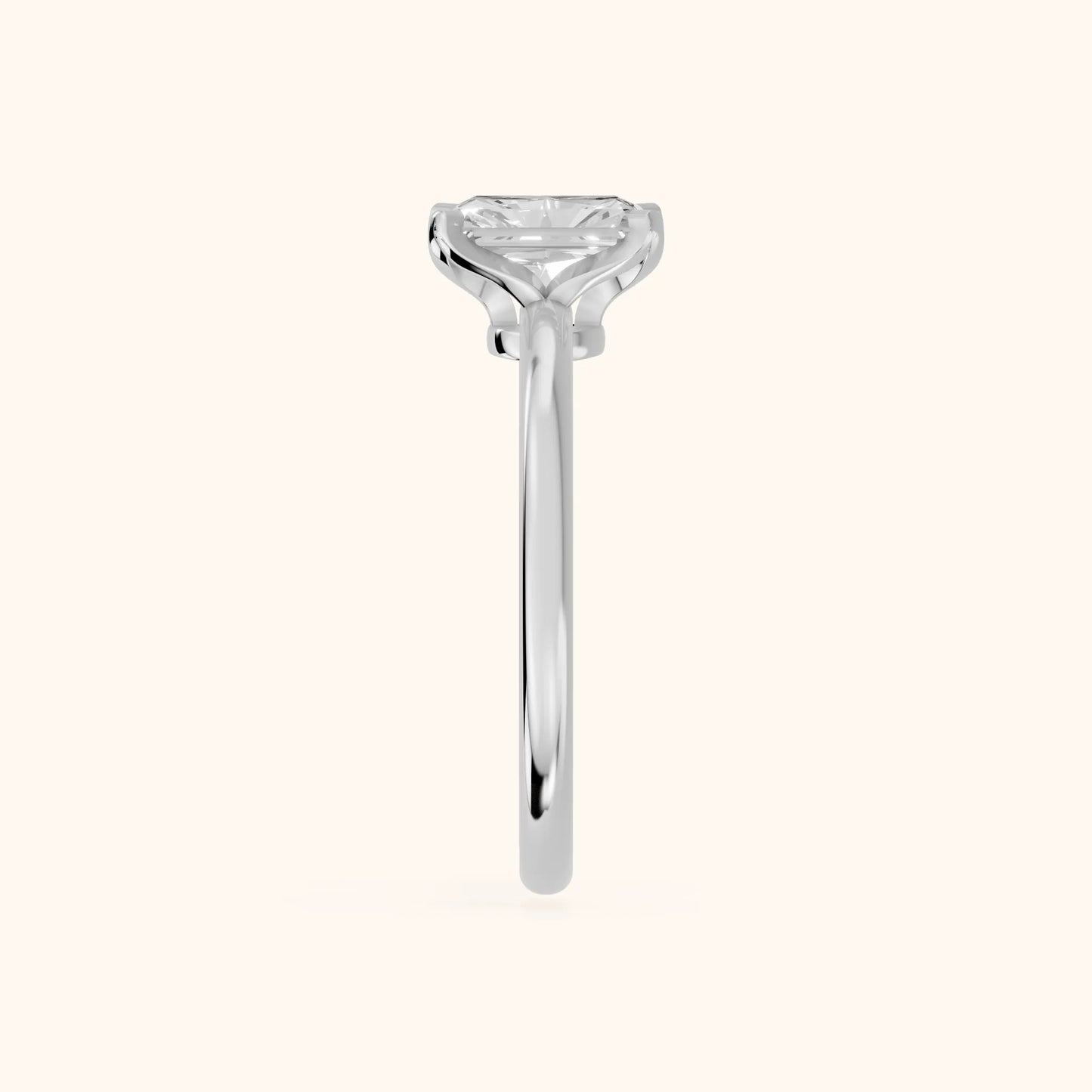 Flora Guardian Solitaire Radiant Diamond Engagement Ring in Silver - SideView