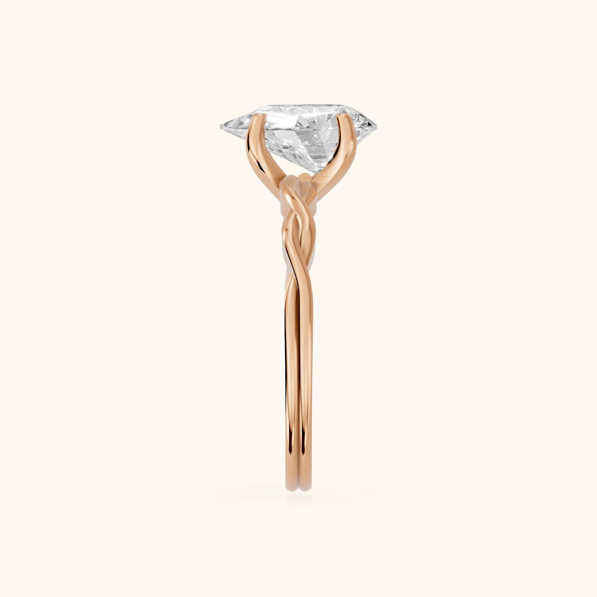 Iris Twist Pear Diamond Engagement Ring in Rose Gold - SideView