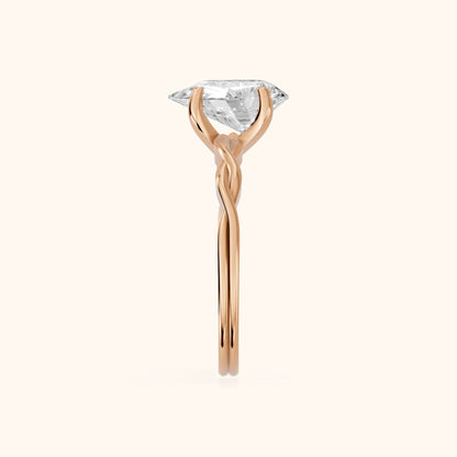 Iris Twist Pear Diamond Engagement Ring in Rose Gold - SideView