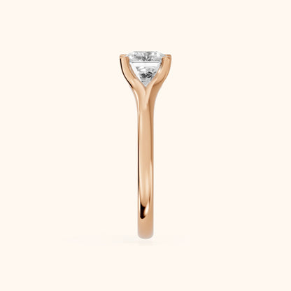 Nell Split Shank Solitaire Asscher Diamond Engagement Ring in Rose Gold - SideView.webp