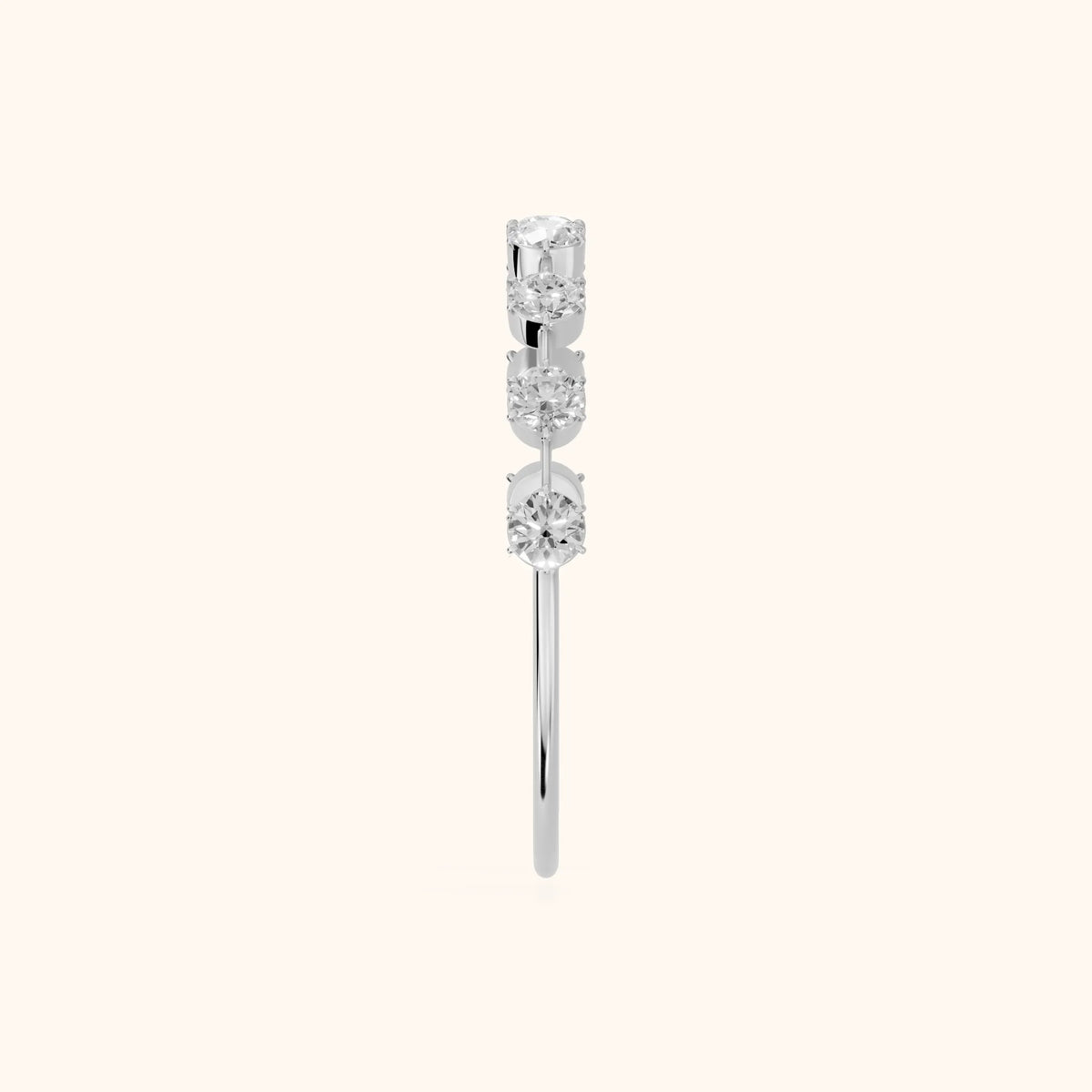 Elise Petite Round Diamond Half Eternity Band in Silver - SideView