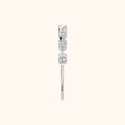 Elise Petite Round Diamond Half Eternity Band in Silver - SideView